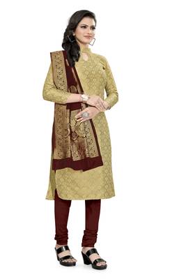 Beige abstract print jacquard salwar 4