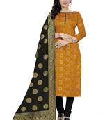 Dark-yellow block print jacquard salwar