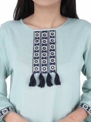 K2Creations Casual 3/4 Sleeve Embroidered Women Multicolor Top 4