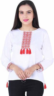 K2Creations Casual 3/4 Sleeve Embroidered Women Multicolor Top 3