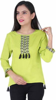 K2Creations Casual 3/4 Sleeve Embroidered Women Multicolor Top 4