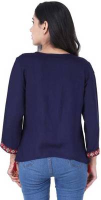 K2Creations Casual 3/4 Sleeve Embroidered Women Multicolor Top 2