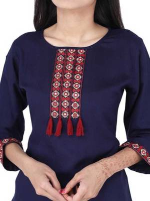 K2Creations Casual 3/4 Sleeve Embroidered Women Multicolor Top 4