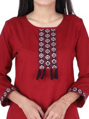 K2Creations Casual 3/4 Sleeve Embroidered Women Multicolor Top 4