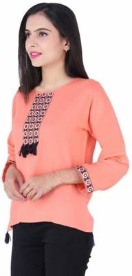 K2Creations Casual 3/4 Sleeve Embroidered Women Multicolor Top 3
