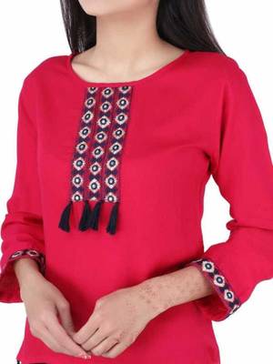 K2Creations Casual 3/4 Sleeve Embroidered Women Multicolor Top 4