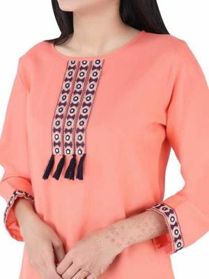 K2Creations Casual 3/4 Sleeve Embroidered Women Multicolor Top 5