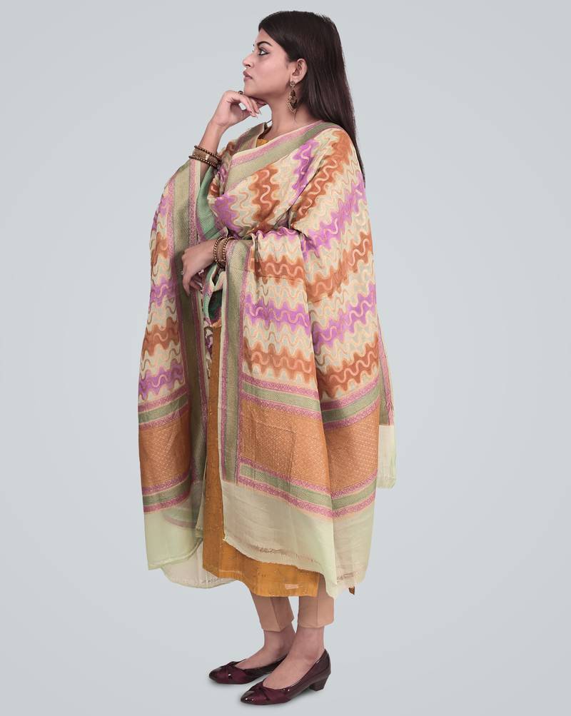 Pure Chiffon Silk Banarasi Handwoven Dupatta