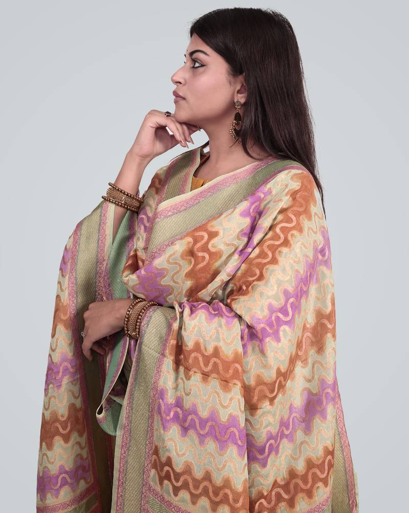 Pure Chiffon Silk Banarasi Handwoven Dupatta