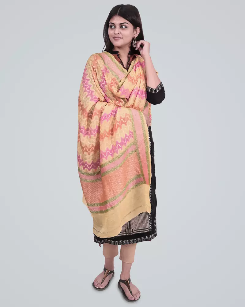 Pure Chiffon Silk Banarasi Handwoven Dupatta