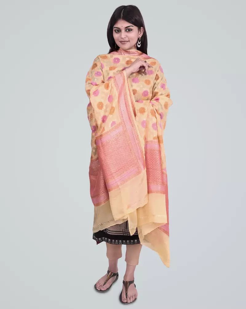 Pure Chiffon Silk Banarasi Handwoven Dupatta