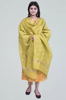 Pure Chanderi Silk Banarasi Zari Booti Dupatta