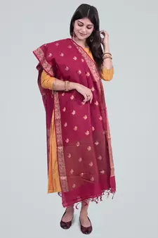 Pure Munga Silk Banarasi Zari Booti Dupatta