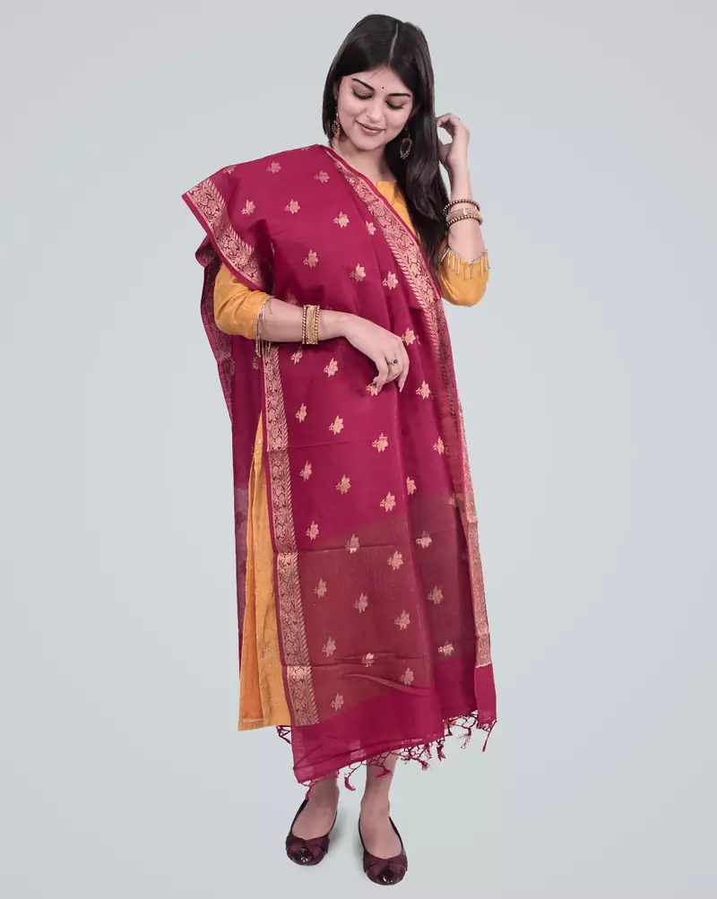 Pure Munga Silk Banarasi Zari Booti Dupatta