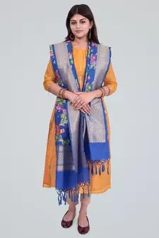 Semi Kataan Silk Banarasi Zari Floral Jaal Dupatta