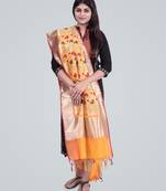 Semi Kataan Silk Banarasi Zari Floral Jaal Dupatta