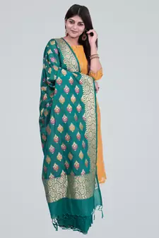 Semi Kataan Silk Banarasi Zari Boota Dupatta