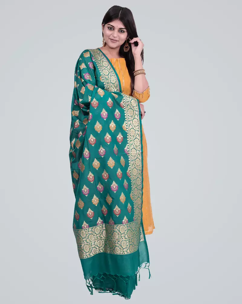 Semi Kataan Silk Banarasi Zari Boota Dupatta