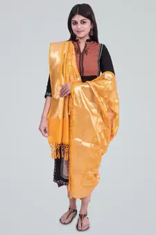 Semi Kataan Silk Banarasi Zari Boota Dupatta