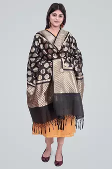 Semi Kataan Silk Banarasi Zari Boota Dupatta