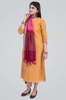 Pure Chiffon Silk Banarasi Zari Check Contrast Dupatta