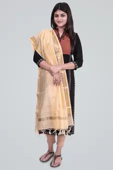Pure Chanderi Silk Banarasi Zari Booti Dupatta