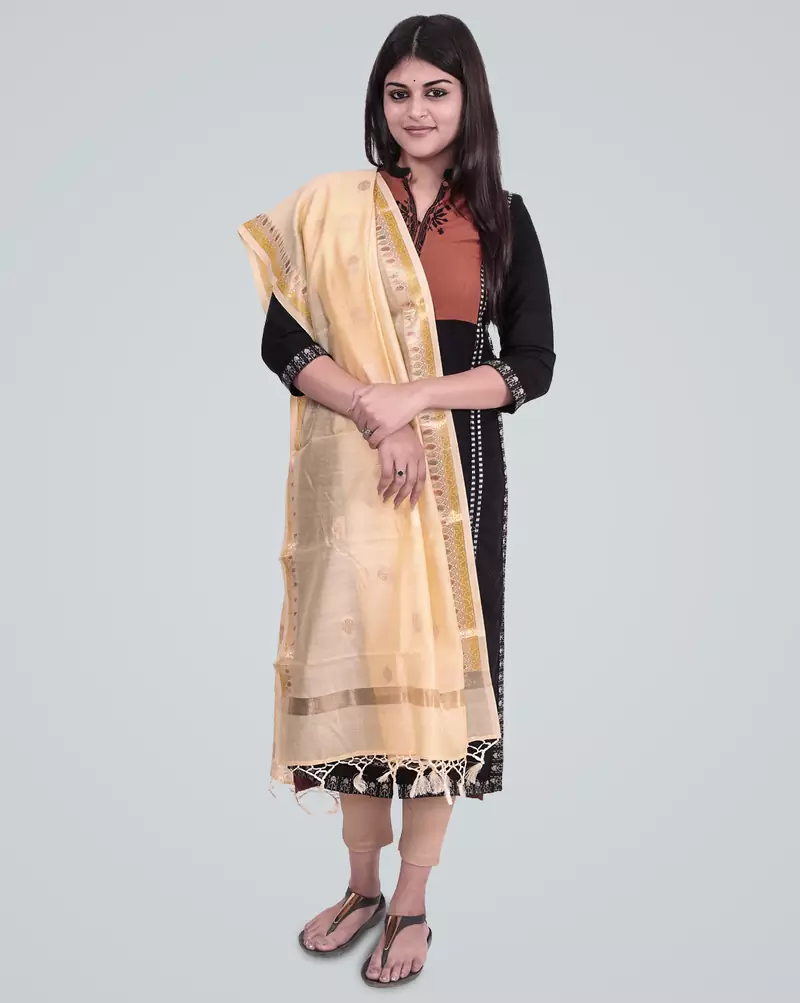 Pure Chanderi Silk Banarasi Zari Booti Dupatta