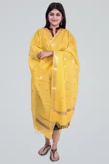 Pure Chanderi Silk Banarasi Zari Booti Dupatta