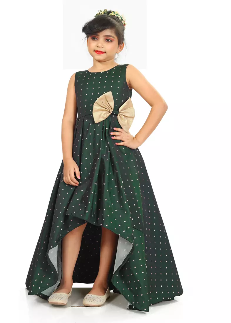 Kids Green Gown Dress For Girls 