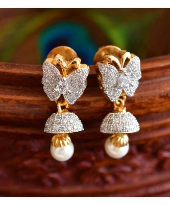 Awesome dual tone cz-ruby butterfly earrings -Dj07423 1