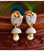 Awesome dual tone cz-ruby butterfly earrings -Dj07423