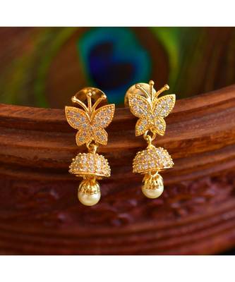 Awesome gold tone cz butterfly party wear drops -Dj06464 1