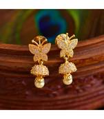 Awesome gold tone cz butterfly party wear drops -Dj06464