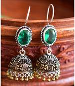Beautiful Emerald Silver Color Designer Jhumkka Dj22749