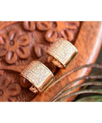 Beautiful Gold Tone Cz Ruby Designer Hoop Earrings Dj29179 1