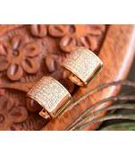 Beautiful Gold Tone Cz Ruby Designer Hoop Earrings Dj29179