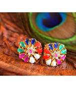 Beautiful Cz Navarathna Designer Earrings Dj18494