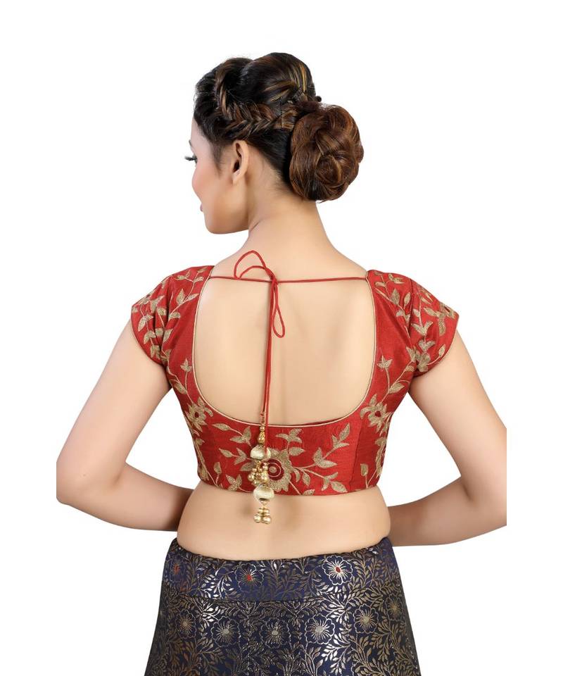 Red Silk readymade blouse