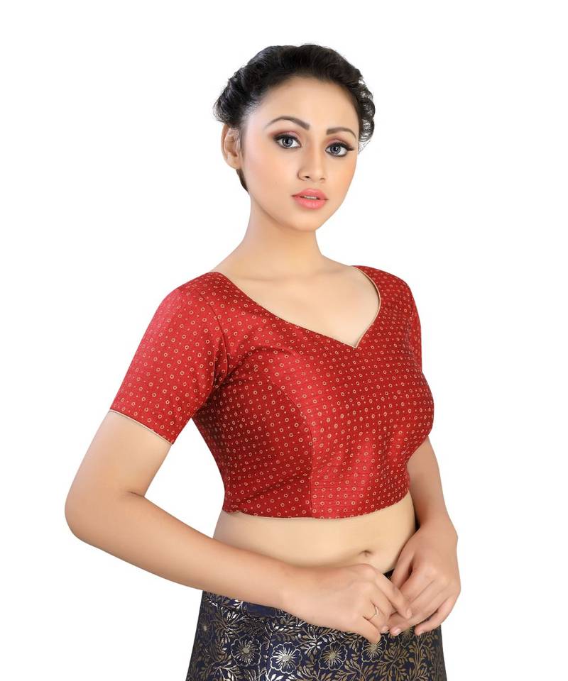 Red Silk readymade blouse