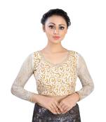 Cream Silk readymade blouse
