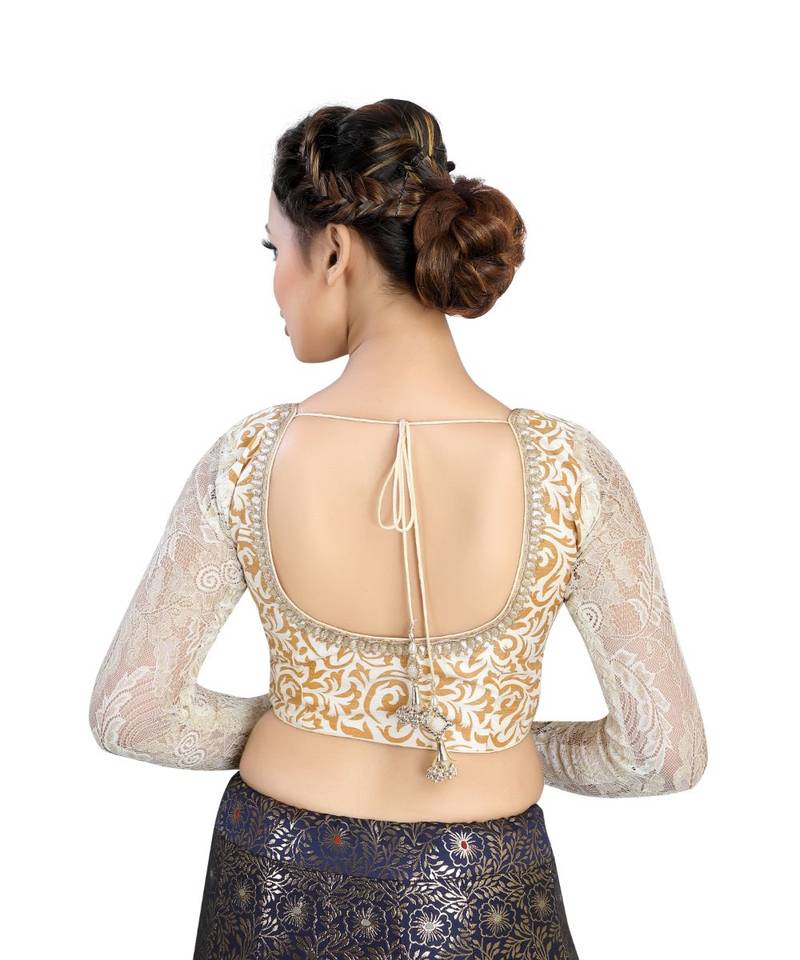 Cream Silk readymade blouse