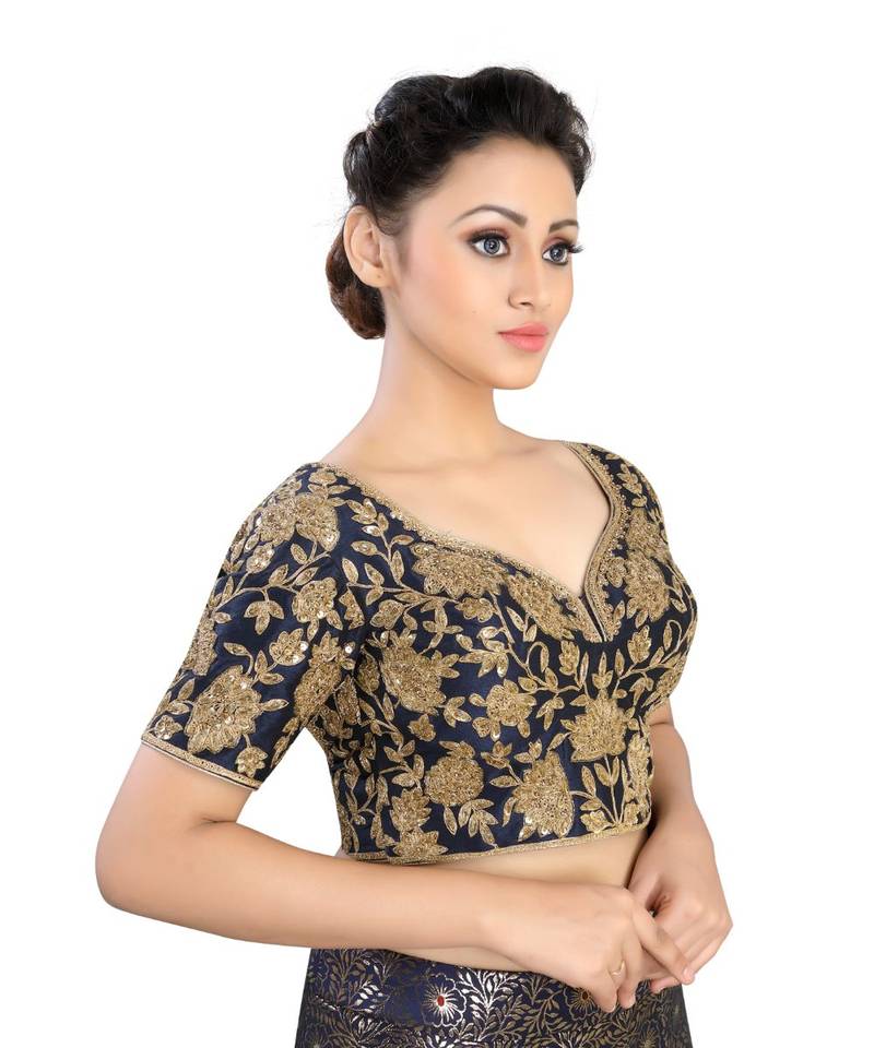 Blue Silk readymade blouse