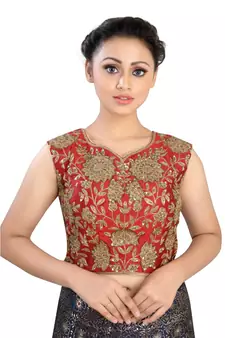 Red Silk readymade blouse