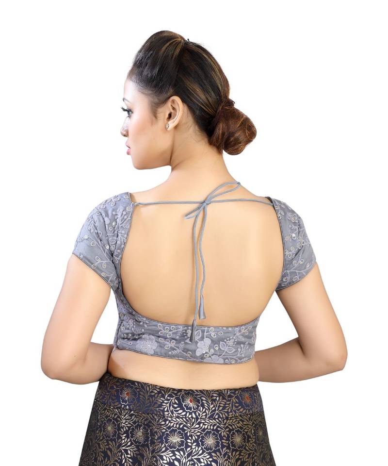 Grey Organza readymade blouse