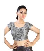 Grey Brocade readymade blouse