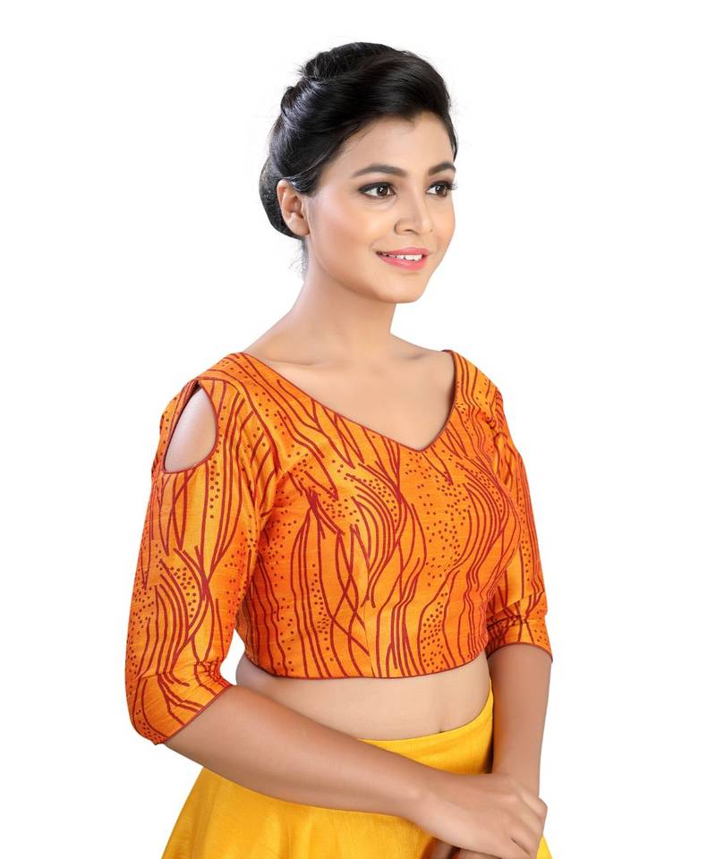 Mustard Silk readymade blouse Indian Poshakh 3478580