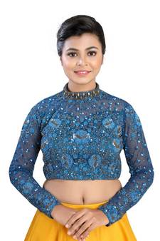 Blue Net readymade blouse