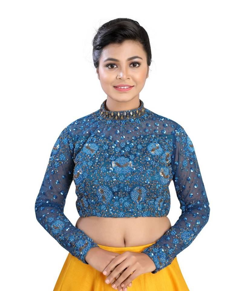 Blue Net readymade blouse
