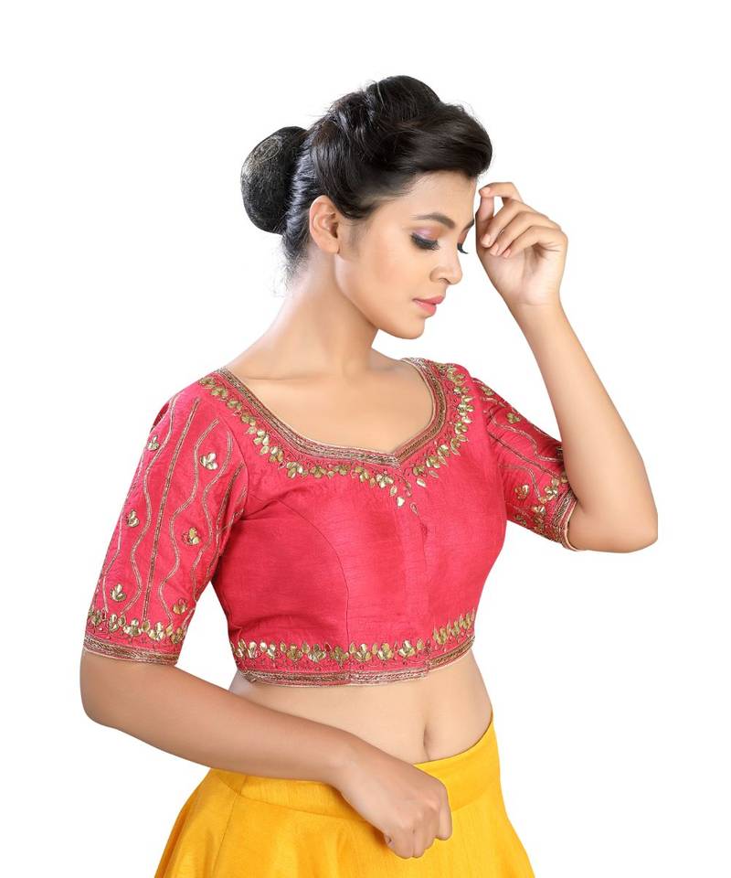Pink Silk readymade blouse