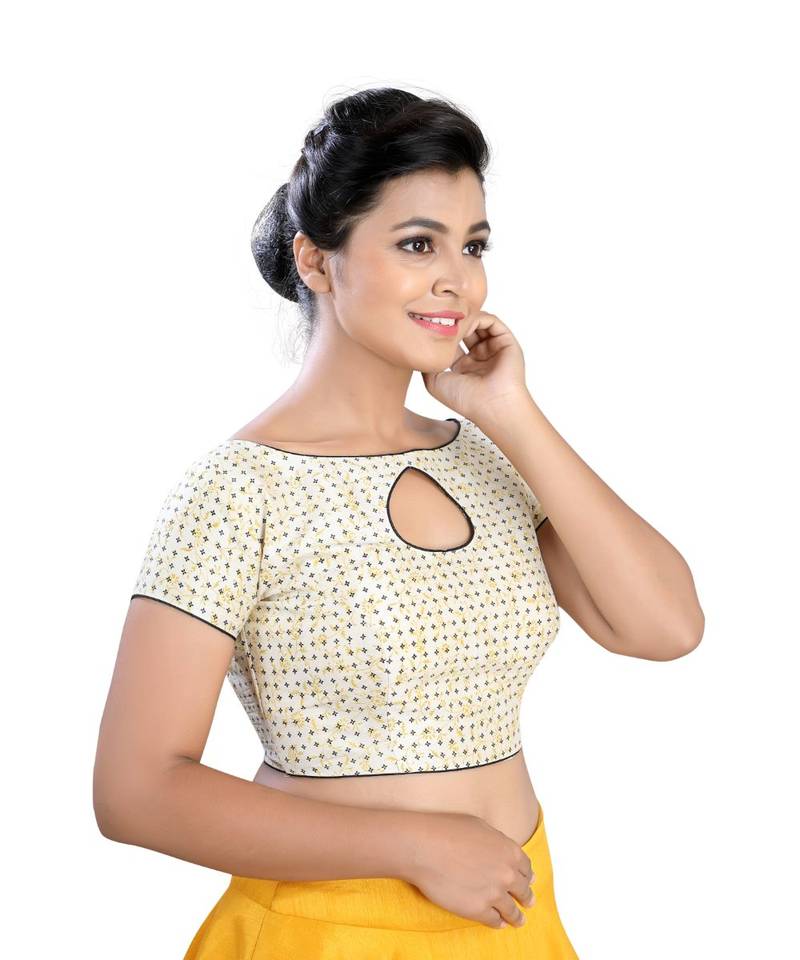Cream Silk readymade blouse